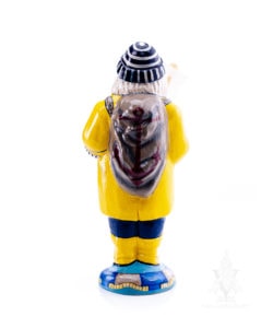 Sea Coast Santa in Yellow Slicker Holding Boat