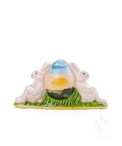 Two Rabbits Leaning on Sunrise Egg