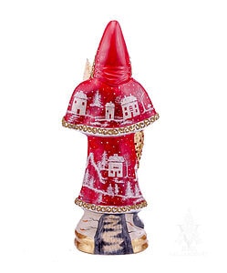 Red Father Christmas With Village Scene