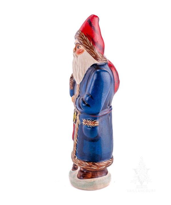 Father Christmas in Blue Coat Carrying Lantern