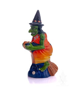 Green Witch Riding Broom