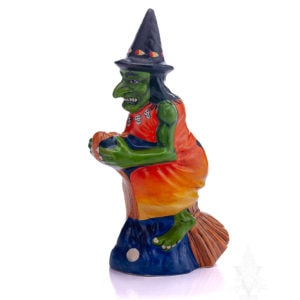 Green Witch Riding Broom