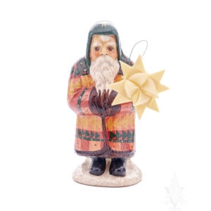 9th Annual Starlight Santa Holding Hand-Folded Paper Moravian Star