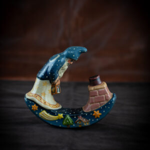Blue Father Christmas with Chimney Rocker