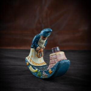 Blue Father Christmas with Chimney Rocker