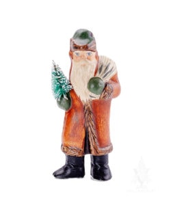 Brown Coat  Father Christmas with Tree