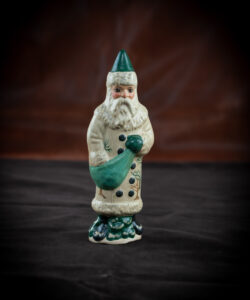 Father Christmas with Six Button White Coat with Green Trees