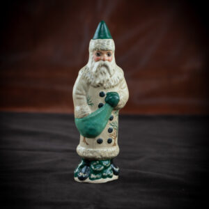 Father Christmas with Six Button White Coat with Green Trees