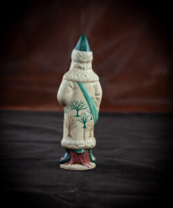 Father Christmas with Six Button White Coat with Green Trees