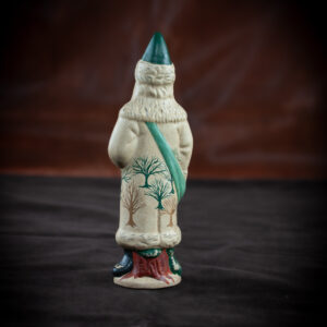 Father Christmas with Six Button White Coat with Green Trees