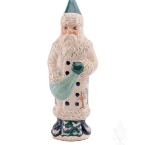 Father Christmas with Six Button White Coat with Green Trees