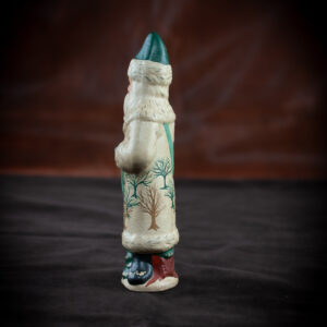 Father Christmas with Six Button White Coat with Green Trees