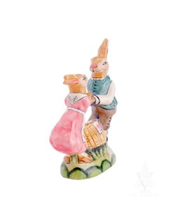 Two Dancing Rabbits Dancing Around Basket