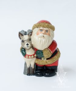 Decorated Santa Hugging Reindeer