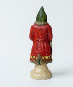 Father Christmas in Red Coat with White Dots and Soldier in Pocket