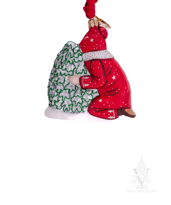 Red Santa With Silver Tree Ornament