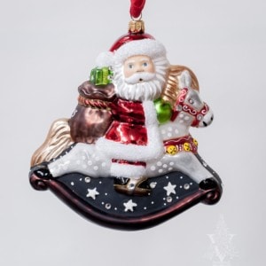Santa on Glimmer Rocking Horse Ornament