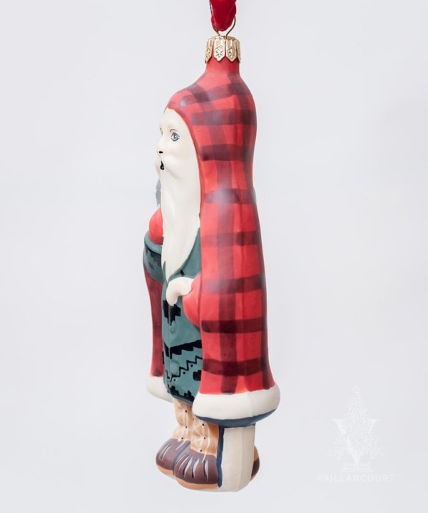 Father Christmas in Red Buffalo Plaid Coat