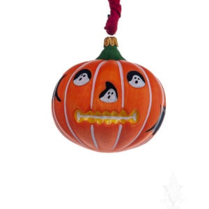 Pumpkin Ornament with Ghosts and Bats