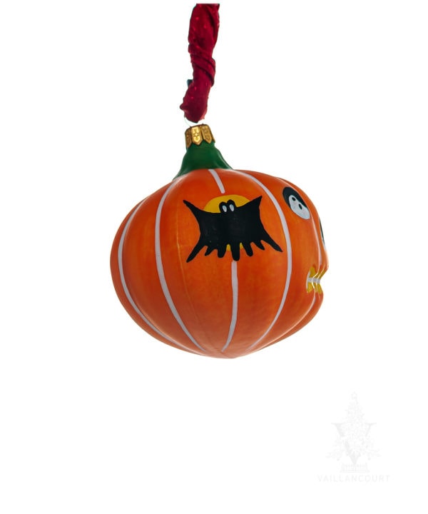 Pumpkin Ornament with Ghosts and Bats