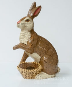 Classic Brown Rabbit with Paw Out Over Basket