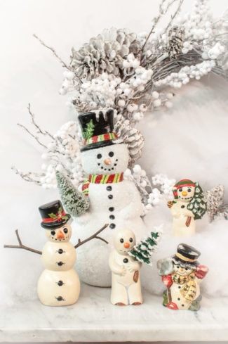 Some of the Chalkware Snowmen that Vaillancourt Folk Art has available within their Retail Gallery for 2016.