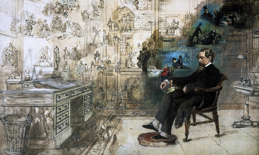 Dickens’ Dream by Robert Will, watercolor, 1870. Charles Dickens Museum, London