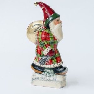 Father Christmas in Red and Green Plaid with Gold Bag, VFA Nr. 17073