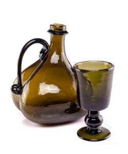 Dark Green Glass Goblet