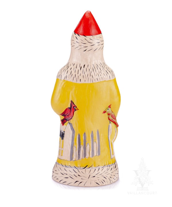 Colonial Santa in Yellow with Wreath and Cardinals