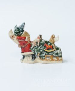 Colonial Father Christmas Pulling Sleigh of Folk Art Toys