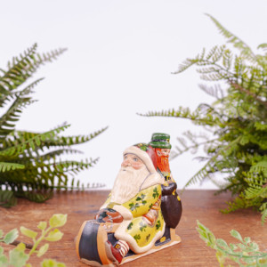 Irish Santa on Sled with Leprechaun