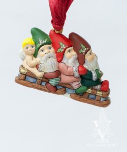 Three Christmas Gnomes on Sled