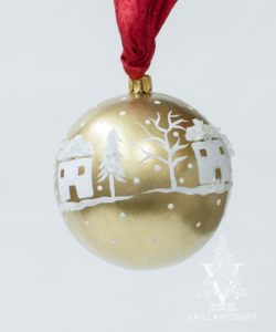 Jingle Balls™ Red Village Santa with Tree on Gold