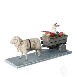 MAROLIN Easter Cart with Sheep and Fishing Rabbit
