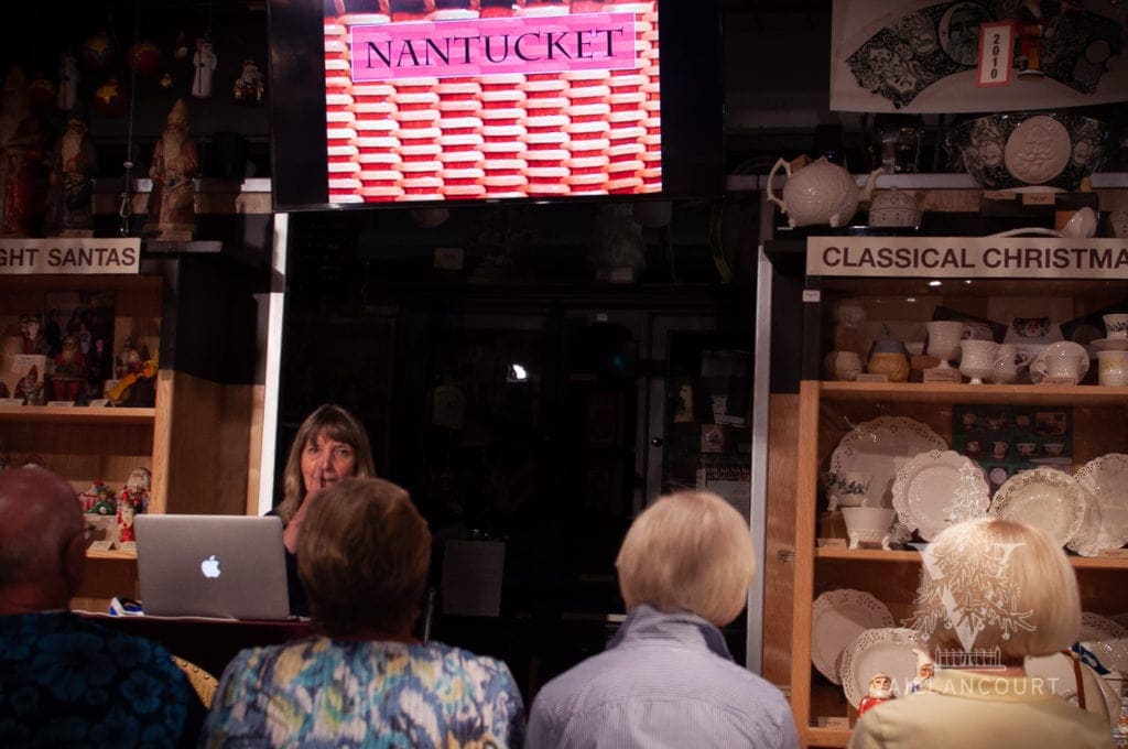 Judi speaking at "The Story Behind..." Nantucket Santa lecture.