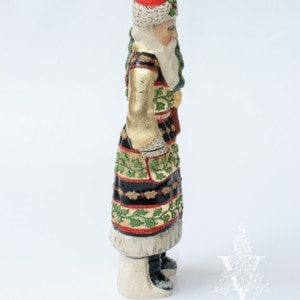 European Santa with Gold and Black Adorned with Gold Beads