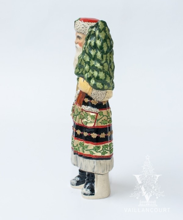 European Santa with Gold and Black Adorned with Gold Beads