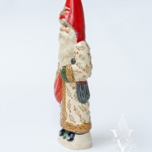 Father Christmas in Beaded White Coat With Waving Teddy Bear, VFA Nr. 18075