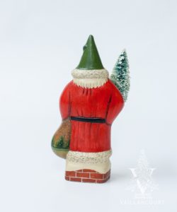 Red Father Christmas with Tree on Chimney Top One of a Kind