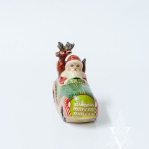 Ornate Santa Driving Christmas Car with Deer in Back Seat, VFA Nr. 19050