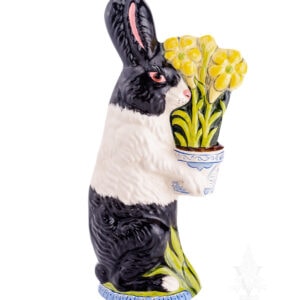 Black and White Rabbit with Delft Flower Pot