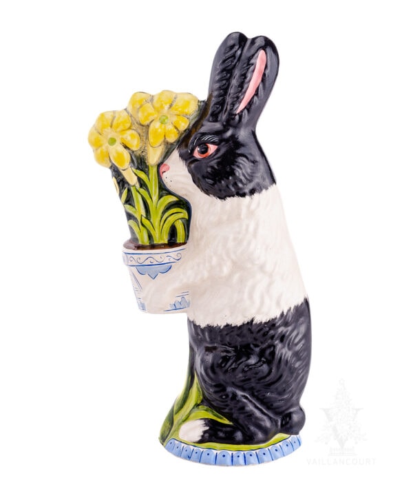 Black and White Rabbit with Delft Flower Pot