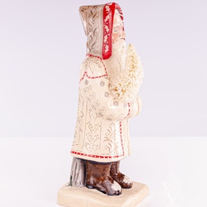 Large White Coat Father Christmas with Tree