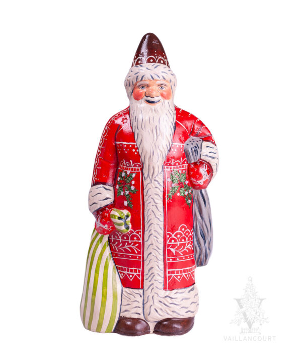 Santa in Red With White Embroidery