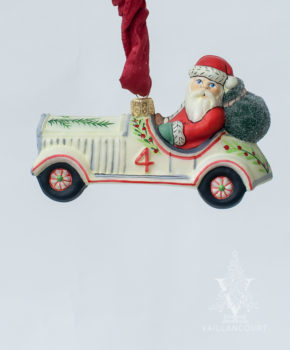 Santa Driving Vintage Car Ornament