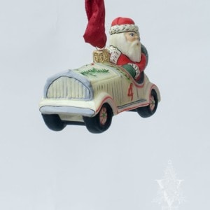 Santa Driving Vintage Car Ornament