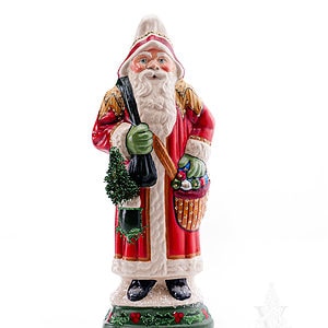 Ornate European Father Christmas with Sack and Tree