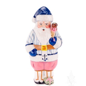 Nautical Nantucket Santa in Seersucker with Ice Cream