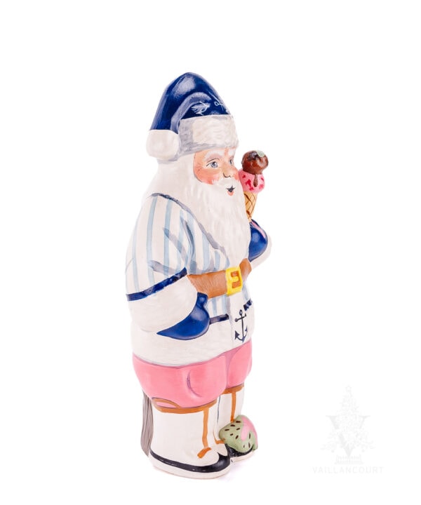 Nautical Nantucket Santa in Seersucker with Ice Cream